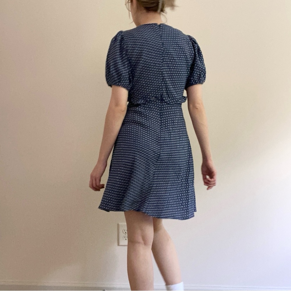 Madewell Polka Dot Babydoll Style Mini Dress Puff Sleeves V-Neck - Picture 7 of 7